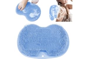 MULOMIR Tappetino da bagno in silicone, massaggiatore per piedi, massaggiatore per piedi, con ventose antiscivolo per la cura dei piedi, rilassamento, aumento della circolazione sanguigna, peeling (blue)