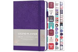Legend Planner - Meilleur agenda hebdomadaire et calendrier mensuel pour augmenter la productivité, atteindre les objectifs et gérer le temps-maître - A5, non daté - Violet