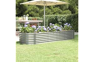 Susany Garden Planter Metal Raised Bed Garden Outdoor Balcony Planter Raised Garden Bed Powder-coated Steel 224x80x36 cm Silver