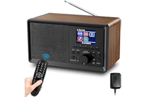 SENTASI DAB Plus Radio/DAB+ mit Bluetooth 5.0 Digitalradio Nostalgieradios Tragbarer Retro Radio Holz AM/FM/UKW 2.4 Farbdisplay Küchenradio mit Fernbedienung Wecker Zweifacher (Holzmaserung)