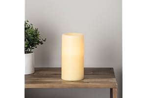 Lights4fun Bougie Pilier LED en Cire Véritable à Piles avec Programmateur, 20cm
