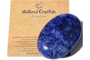 AWARDSEN 2.4" Sodalite Bleue Pierre Preciusee Grand Cristal de Pierre de Palme Polie Reiki Cristaux Pierre Naturelle Gemme Inquiétude équilibre énergétique Soulagement du Stress Cadeau pour Femme