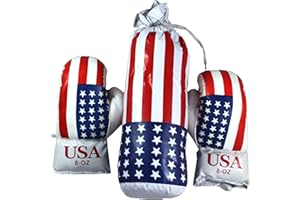 ‎LISARO LISARO Boxsack Kidds - Star Ca.2 kg, inkl. Boxhandschuhe mit Ammerican Flage.