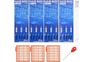 Luroad 20 Pcs Carp Fishing Hair-Rig per la Pesca alla Carpa, Barbe Ricurve Lenza Intrecciata Carp Leader con 3 Boilie Stopper e Ago per Carpa (Dimensione 10#, Spinato)