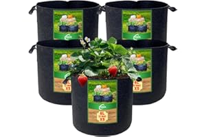 PIGADA Lot de 5 Sac de Plantation Non Tissé 8L avec Poignées et 15 Étiquettes Sacs à Plantes de Tomate Pots pour Plantes, Fleurs, Fraises,2 gallons