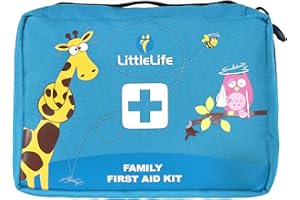 LittleLife Botiquín de Primeros Auxilios Familiar con Contenido Certificado CE, Adecuado para el Hogar y las Vacaciones Familiares para Tratar Lesiones Comunes