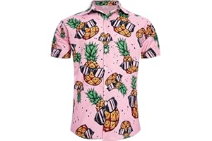 RAISEVERN Mens Hawaiian Shirts Short Sleeve Funny Ugly Casual Shirt, M-XXL