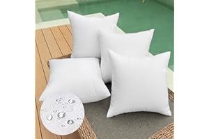 QSWRD 50 x 50 CM Outdoor Cushions Inserts Pack of 4 Large 20 x 20 Inches Throw Pillow Inserts Waterproof Patio Furniture Cushions Decorative Porch Couch Cushions Premium Square Sofa Cushion, White