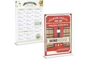 JOCAHULFX 2 Stück A4 Aufsteller, Tischaufsteller A4, Acryl Aufsteller, Menükartenhalter, Speisekartenhalter, Postkartenständer, Werbeaufsteller, Transparent Acryl Tischständer für Restaurants Büro Menü