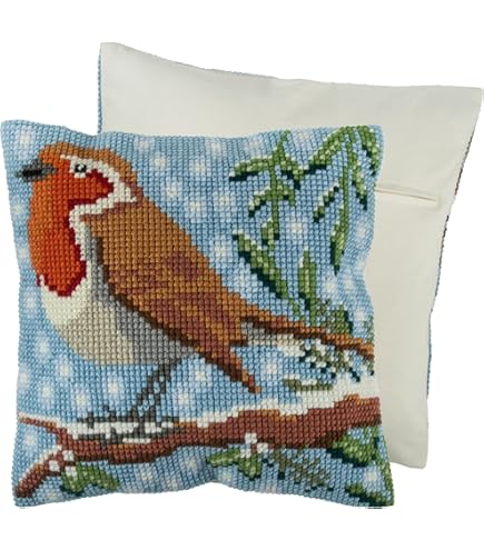Voorbedrukt kruissteek Kussenpakket violen (hiver) Collection d'Art als borduurpakket 5.099 | C