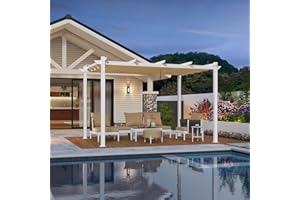 PURPLE LEAF Pergola 3 x 4 m Wasserfest Stabil Winterfest aus Weiß Rahmen, Pavillon Aluminium Sonnendach Einziehbares Vordach, Gartenpavillon mit Markisenschutz, UV Schutz für Hof, Beige