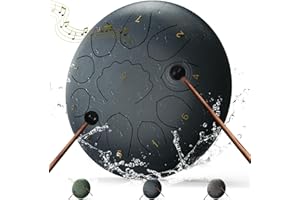 MENGBEI Outdoor Rain Drum, 8 Inch, 11 Note Rain Drum for Garden Instrument, Drum Rain Play, Waterproof, Chakra Rain Drum, Outdoor, with Drum Bag, Music Book, Drum Mallet