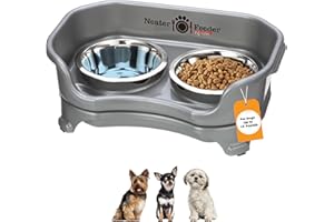 Neater Feeder Express by Neater Pet Brands - Mess Proof Pet Feeder with Stainless Steel, Drip Proof, No Tip and Non Slip Bowls (Small Dog, Gunmetal)