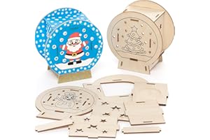 Baker Ross FC264 Kit de Modelo de Madera Globo de nieve - Paquete de 3, Portavelas para Decorar y Exhibir, Manualidades de Madera para Niños, Proyecto Ideal de Manualidades Navideñas