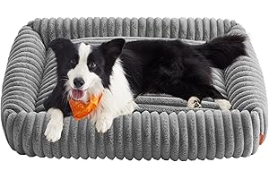 Feandrea Legowisko dla psa, duże ortopedyczne legowisko dla psa, zmywalna poduszka, miękkie, miękkie wypełnienie, 106 x 75 x 20 cm, gołębia szarość PGW313GD01