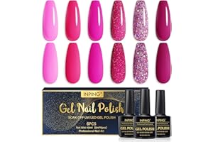 INPING Smalto Semipermante Per Unghie Rosa, 6 Colori Rosa Glitter Rosa scura Sposa Raccolta Set Di Smalti Gel smalto semipermanente unghie Bianca Rosa Chiaro rosa scuro DIY