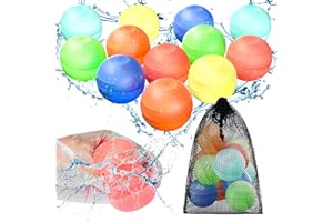 CloudValley Ballons a eau Réutilisable en Silicone, Ballons d'eau Remplissage Rapide 12 Pcs et 1 Sac en Filet, Enfants Adultes pour les Fêtes de Piscine, Plage Jouets d'extérieur