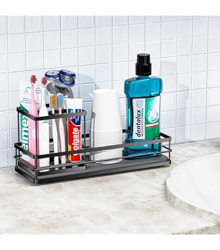 Yamazaki Zahnbürstenhalter Schwarz - Klebehaken Für Badezimmer 2,7x4x6cm