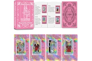 Smoostart Rosa Tarotkarten Deutsch Mit Bedeutungen, Holografische Tarotkarten Für Anfänger Mit Leitfaden, Schlüsselwörter, Element, Planet, Chakra, Ja Oder Nein, Musikalische Tonhöhe, Numerologie