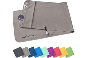 ‎FIT-FLIP Fitness Handtuch rutschfest - mit Magnet und Reißverschluss Tasche - Gym Handtuch aus Mikrofaser - Kompakt & Schnelltrocknend - Sporthandtuch Fitnessstudio