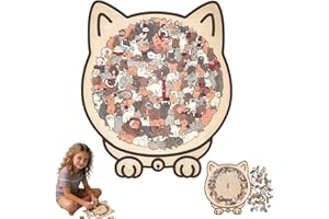YOMOZEM Katzenpuzzle, Holzpuzzle Katze, 135 Teiliges Morandi Farben Holz Puzzle In Katzenform, Holzpuzzle Erwachsene, Kreatives Puzzle Holz Geschenk für Katzenliebhaber, Heimdekoration