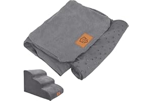 Myiosus Waterproof Dog Stairs Cover, 3-Steps Removable & Washable Dog Ramps Cover, Grey, Size 57 x 40 x 40 cm