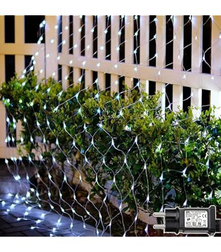 Catena Luminosa A Rete 100 LED 1,5x1,5 M - Bianco, Batteria, Telecomando, 8 Modalità, IP44 Per Esterni