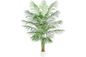 TXABL Artificial Palm Tree Indoor Plants 210 CM Fake Areca Palm Plant in White Pot, Faux Tropical Floor Plant Artificial Silk Plants for Home Office Living Room Farmhouse Modern Decor Indoor Outdoor