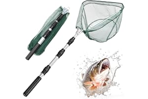 HZOUHONG Kescher Angeln Teleskop, Unterfangkescher Ausziehbar, Angelkescher Faltbar, Landing Net 130cm, Forellen Teich, Angelzubehör, Fishing Accessories für Teich, Bäche, Seen, Bootsangeln
