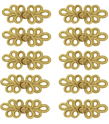 Paquete De 5 Pares De Botones De Rana Con Nudo Chino - Cierre Tradicional Para Cheongsam, Cárdigans, Ropa Étnica