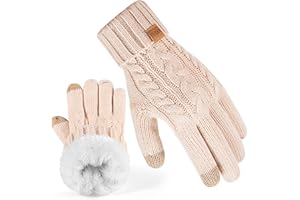 REDESS Gants d'hiver pour femmes Gants thermiques chauds en tricot doublés de polaire Compatibles avec les écrans tactiles Pour temps froid