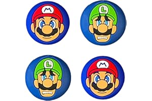 CATTBLACK Super Mario Brothers - Mario Face & Luigi Face - Pack of 2 Thumb Grips - For Nintendo Switch Joy-Con / Switch Lite - Rubber Silicone Protective Covers