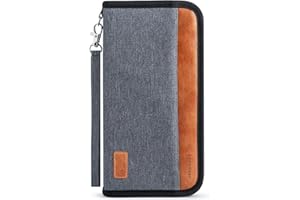 Looxmeer Portfel Podróżny, Etui na Paszport Rodzinny, Organizer na Dokumenty Podróżne, Trwałe Etui na Paszport z Blokadą RFID dla Mężczyzn, Kobiet, Szary