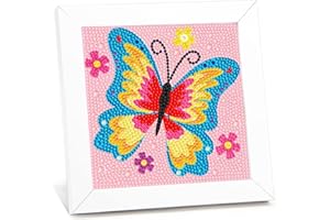 ZMYIHGQ Butterfly Diamond Art for Kids with Frame-Butterfly Diamond Painting Kit for Kids,5D Diamond Painting Kits for Kids Ages 6-12(7x7inch)