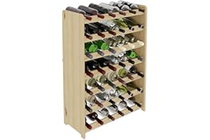 Lenmar, Wählen Sie Ihre Farbe, RW-3-63, Weinregal aus Holz, 118 x 72 x 26,5 cm, für 63 Flaschen, 9 liegen, Natur, Braun, Antrazit Flaschenregal für Wein, Lagerung für Flaschen (RW-3-42 Natur)