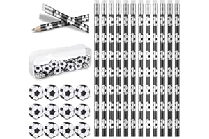 surfsexy Fußball Bleistifte Kinder Mitgebsel, 12 Stück Fußball Radiergummi Mit Transparentem Mäppchen, Fussball Deko Geburtstag Kinder für Fussball Mitgebsel, Schule Schreibwaren Gastgeschenke