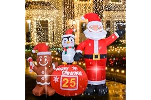 BILIVRY Nadmuchiwana dekoracja bożonarodzeniowa, 188 cm, Święty Mikołaj, dekoracja bożonarodzeniowa, liczby od 1 do 24 dni, kalendarz bożonarodzeniowy, LED z dmuchawą na święta Bożego Narodzenia, dekoracje,