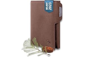 Wolfstrøm Slim Wallet 'Svente' I 11 Karten Mini Geldbörse mit Münzfach, RFID Blocker I Damen und Herren Portemonnaie klein I Credit Card Holder Geldbeutel – Vintage Brown
