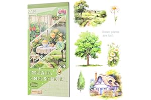 BRTNUP Juego de pegatinas de diario, 20 hojas de pegatinas para scrapbooking, pegatinas vintage para álbumes de recortes, pegatinas para scrapbook Journal Supplies (planta verde)