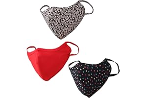 Touchstone Soft Cotton knitted Face Mask - medium size comfortable Washable double layer. (Pack of 3). Red Blue Black