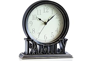 AYRELY® 6,5-Zoll Vintage Kaminuhr –Family-Tischuhr, lautlose Quartz Schreibtischuhr ohne Ticken, Retro Standuhr für Wohnzimmer, Schlafzimmer, Regal oder Kamin Dekoration (Schwarz)