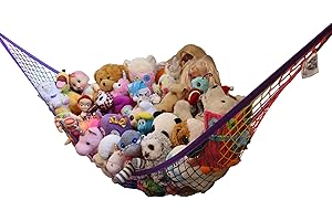 MiniOwls Storage Hammock Stuffed Toys Organizer - Fits 20-30 Plush Animals. Great Gift for Boys and Girls. Instead of Bins and Toy Chest – Displays Teddies Easily. (Rainbow, Large)