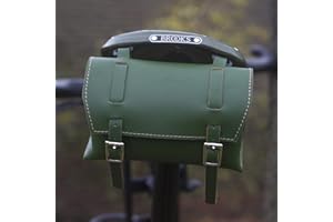 London Craftwork Sacoche de Selle carrée Classique en Cuir Naturel pour Moto et cyclomoteur Vert
