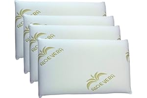 cuscini fiber - 4 Cuscino Memory Foam 13cm, Cuscini Letto Matrimoniale Ortopedici con Fodera in Aloe Vera Sicura per la Pelle, Guanciale Letto Made in Italy, Cuscino Antiacaro Anallergico