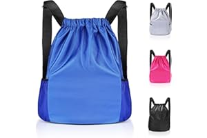 Lychico Waterproof Drawstring Bags, Swim PE Backpack Bag for Men & Women, Sports Gym, Travel, Swimming, Beach, Large Daypack