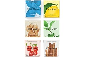 ‎TRUE GUM True Gum, Plastikfreier Kaugummi Biologisch Abbaubar Vegan 1x pro Sorte Ingwer Kurkuma Minze Lakritze Eukalyptus Himbeere Vanille Zitrone Strong Mint 126 g, Probierset 6 Sorten, 1 stück