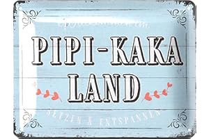 LANOLU Cartel de chapa de Pipi Kaka Land – Placa de inodoro divertida – Divertido cartel de inodoro vintage decorativo para invitados, 15 x 20 cm