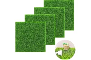 Kiuiom Kunstrasenteppich,Kunstrasen Miniatur Moos,Kunstrasen Teppich,Künstliche Moos Deko,4 PC für den Innen und Außenbereich Mikrolandschaft Miniatur Garten Deko Terrasse, Garten, Rasen, (15x15cm)