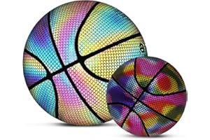 BestAlice Ballon de basket-ball holographique lumineux réfléchissant, taille 7, ballon de basket créatif lumineux pour intérieur et extérieur, taille réglementaire officielle, cadeau de sport