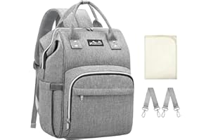 Viedouce Sacs à Dos à Langer Pour Bébé Sac de Voyage, Sac à Couches Multifonction Imperméable Oxford Sacs,Grand Capacité Sac à Dos avec 1 Matelas à Langer et 2 Sangles de Poussette